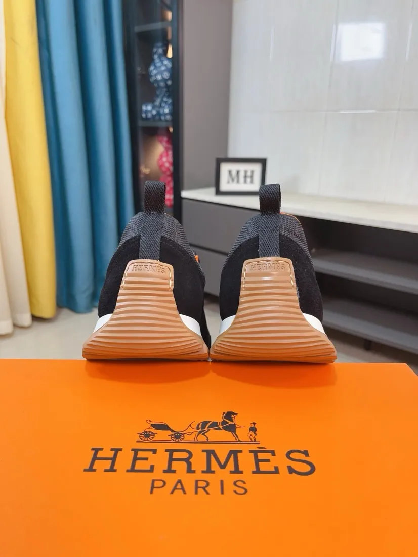 Men's shoes 💰440🌸🌸[HERMES] Hermès sneakers, the upper is made of calfskin and mesh, imported materials, full of texture, the lightweight sole is decorated with contrasting patterns, creating a versatile fashion style. Size: 38-44